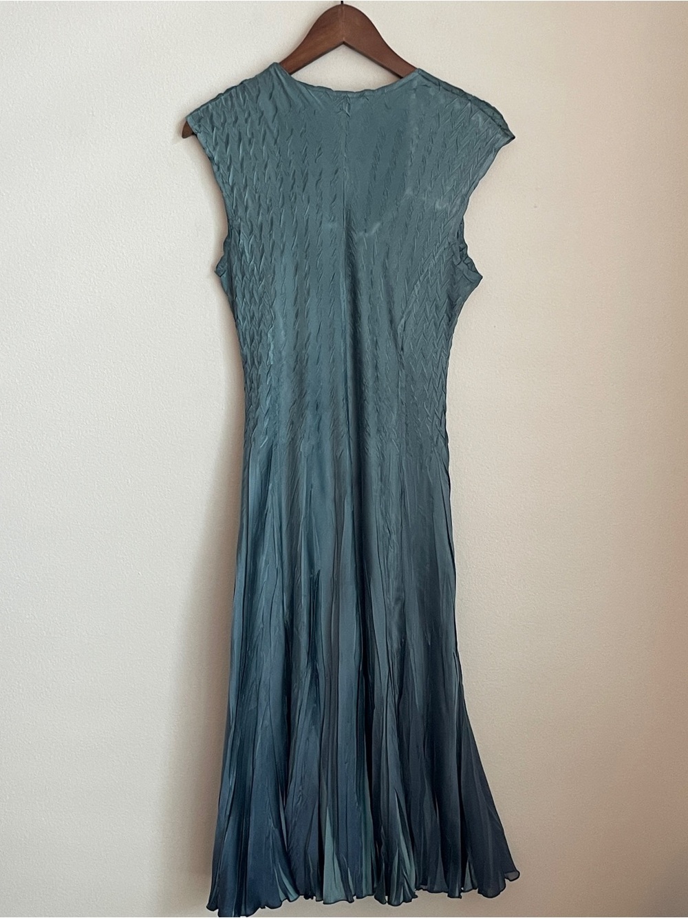 Komarov Teal Blue Pleated Maxi Dress Cardigan Set Mermaid Fairy Wedding Guest - Picture 11 of 16